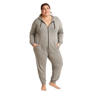 Torrid Plus Size Gray Hooded One Piece Pajamas Skeleton Graphic Lounge NWT